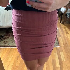 Sundry Dusty Pink Ribbed Mini Skirt